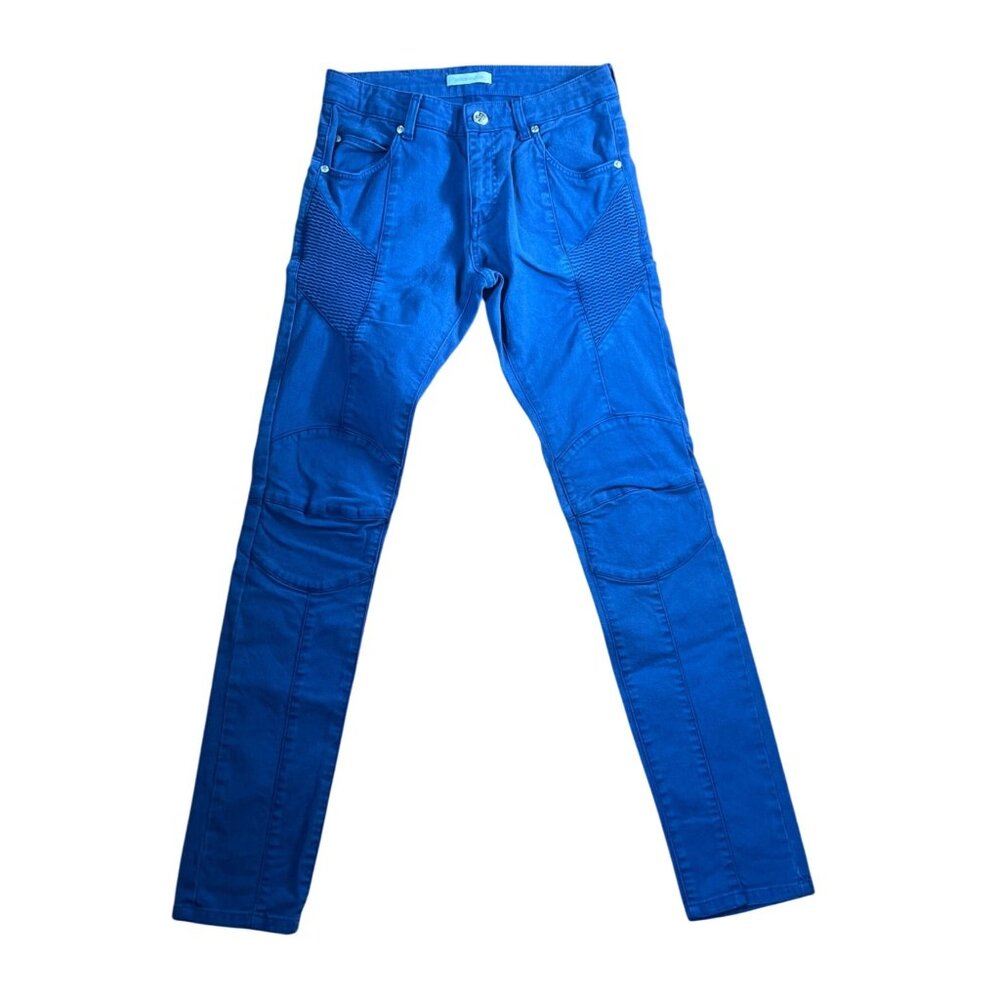 Pierre Balmain Blue Mens Slim Fit Moto Jeans Size 31
